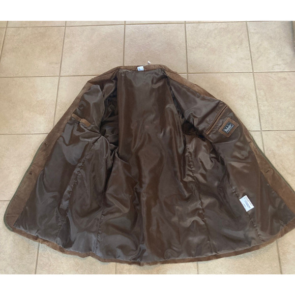 Mens Unisex Suede Genuine Leather Jacket Brown Vintage Western Embroidery 46 - Picture 6 of 10